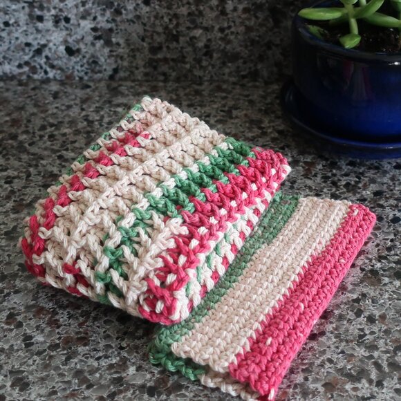 Multicolored Crochet Dish Drying Mats 100% Cotton Kitchen - Picture 8 of 11